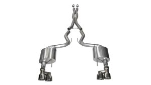 Ford Mustang Performance Exhaust - Rear - CORSA Performance - Cat Back, Dual Rear Exit, Xtreme, Polished Quad Tips, 304 Stainless Steel - `15-`17